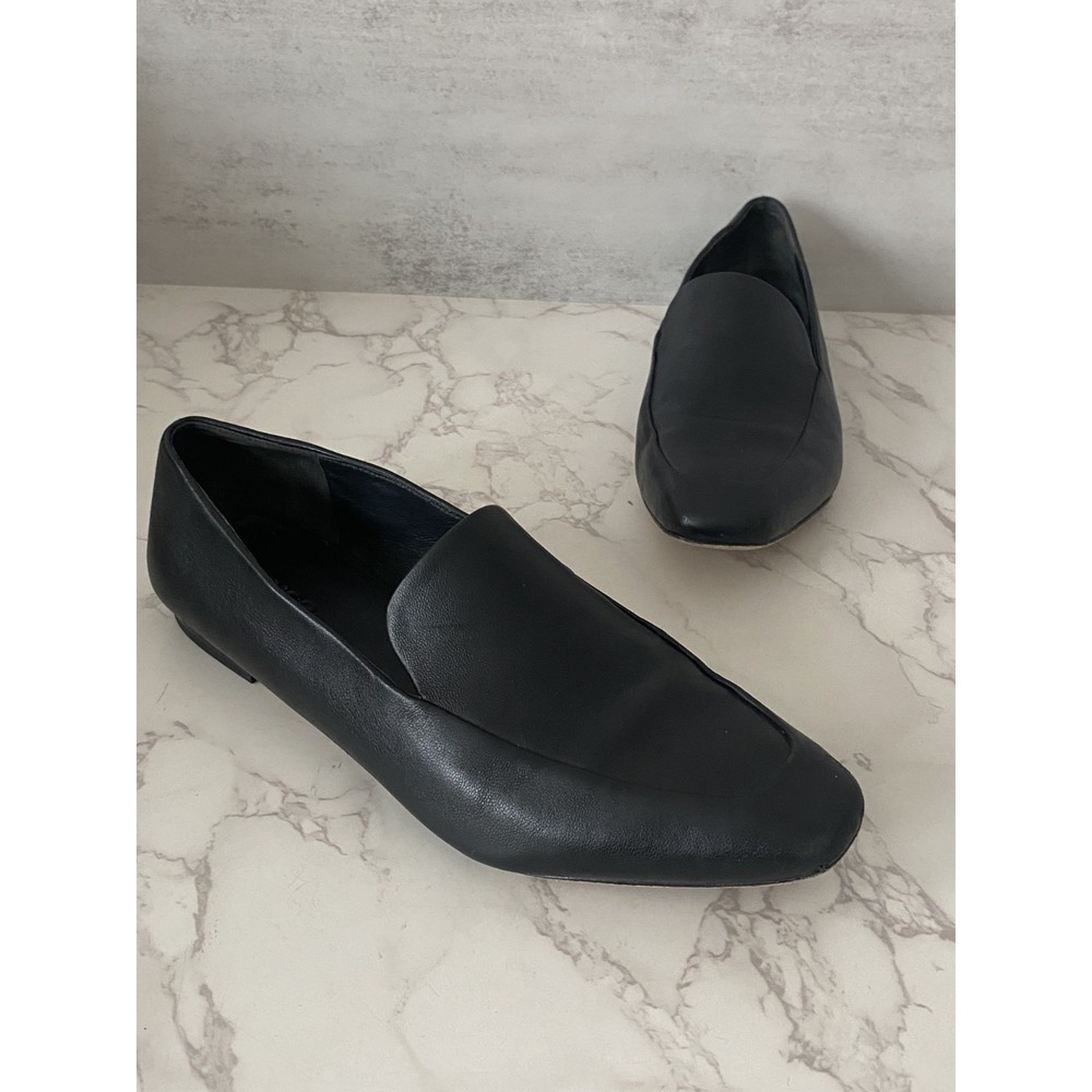 Vince Loafer Flat Shoes Women Sz 8M Black Soft Leather Office Work Preppy